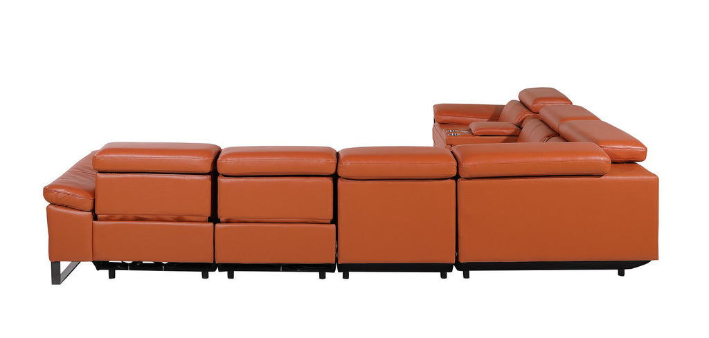 1246 Divanitalia 7-Piece L-Shaped Modular Power Reclining Sectional Sofa with 3 Power Recliners and Power Headrests - Top Grain Italian Leather