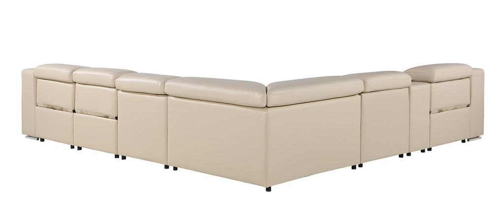 1116 Divanitalia 7-Piece L-Shaped Sectional Sofa in Top Grain Italian Leather with 3 Power Recliners & Power Headrests - Beige - SKU 1116-BEIGE-7PC-3PWR-SECTIONAL- GROUP - view 6