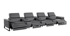 1246 Divanitalia Modular Power Triple Reclining Triple Console Sofa with Power Reclining Headrests - Top Grain Italian Leather