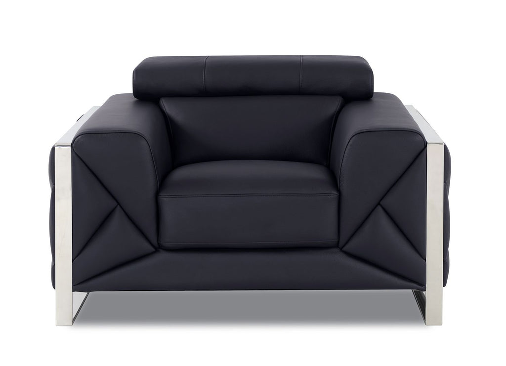 903 Divanitalia Chair with Adjustable Headrest in Top-grain Italian Leather - Black - SKU 903-CH-BLACK