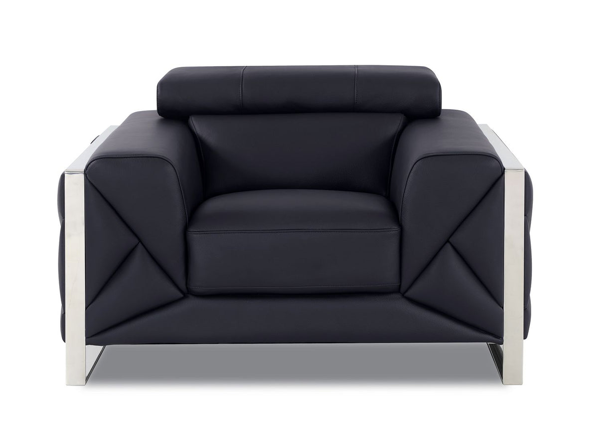 903 Divanitalia Chair with Adjustable Headrest in Top-grain Italian Leather - Black - SKU 903-CH-BLACK