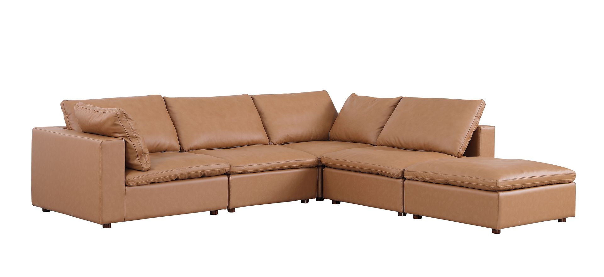 1100 Divanitalia 5-Piece Right Arm Facing 3-Seat Sectional Sofa - Top-grain Italian Leather