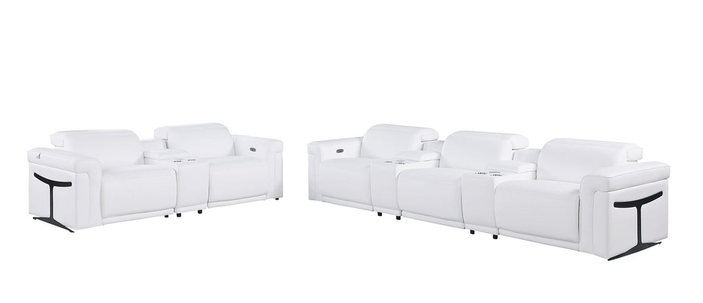 1126 Divanitalia 8-Piece Modular Power Reclining Sofa & Loveseat Set in Top Grain Italian Leather with 5 Power Recliners & Power Headrests - White - SKU 1126-WHITE-8.5-HT - view 4