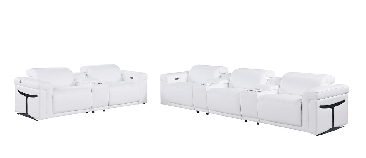 1126 Divanitalia 8-Piece Modular Power Reclining Sofa & Loveseat Set in Top Grain Italian Leather with 5 Power Recliners & Power Headrests - White - SKU 1126-WHITE-8.5-HT - view 4