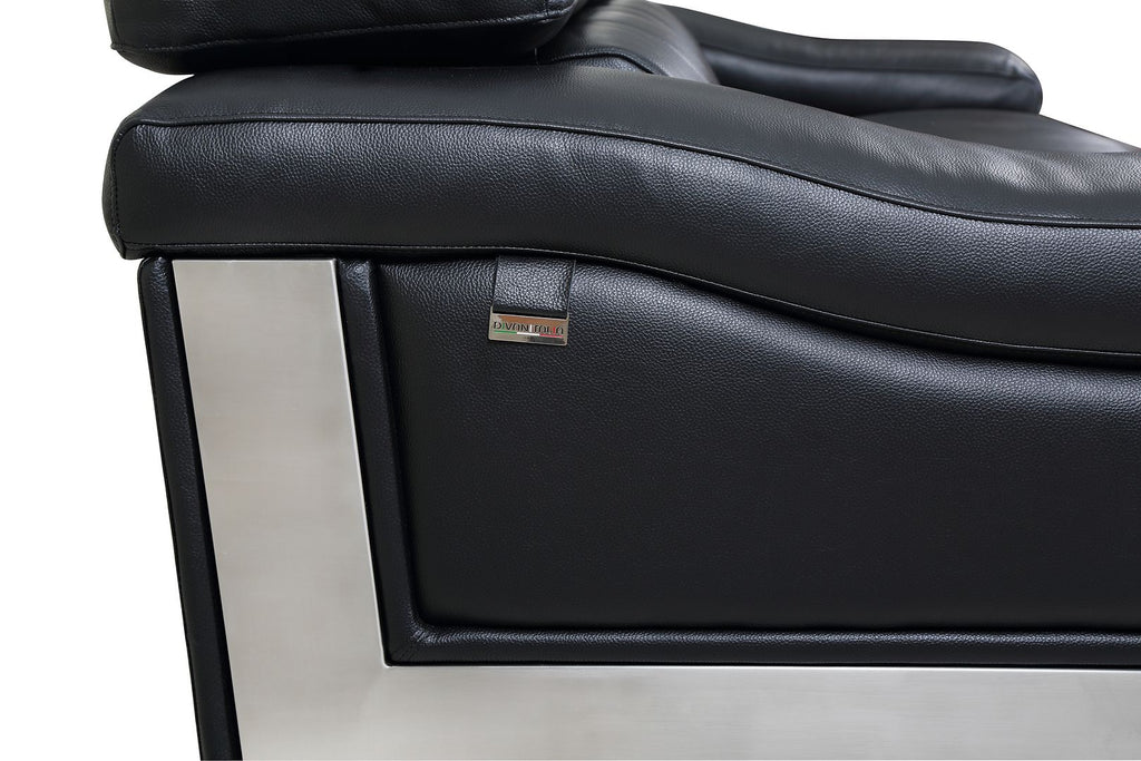 415 Divanitalia 3-Piece Sofa Set with Adjustable Headrest in Top-grain Italian Leather - Black - SKU 415- BLACK 3PC (S/L/CH) - GROUP - view 10