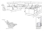 1208 12 Piece U-Shaped Leather Sectional Sofa with 4 Power Recliners & Power Headrest