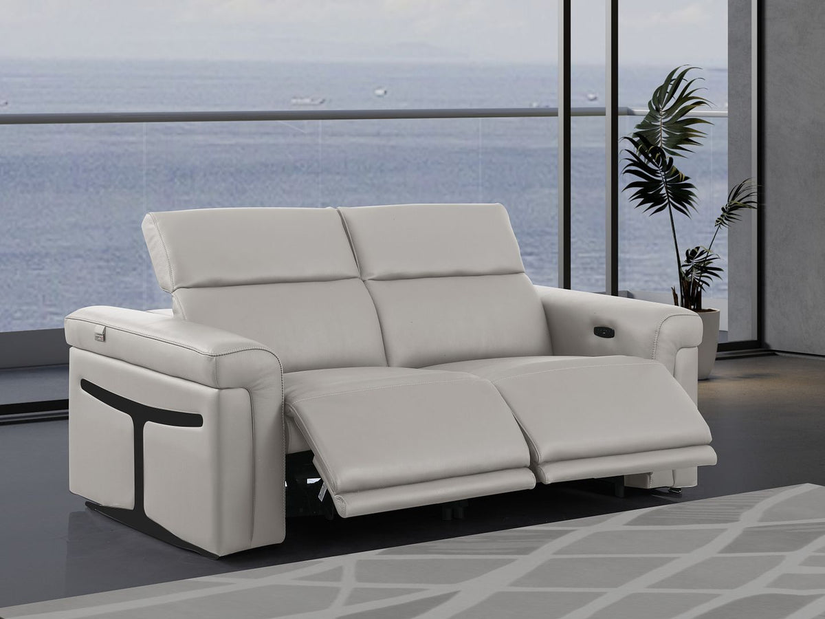 1126 Divanitalia 2-Piece Modular Power Reclining Loveseat in Top Grain Italian Leather with 2 Power Recliners & Power Headrests - Light Grey - SKU 1126-LT_GREY-2.2-HT - view 2