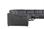 9762 Divanitalia 8-Piece L-Shaped Top Grain Italian Leather Sectional Sofa with 3 Power Recliners
