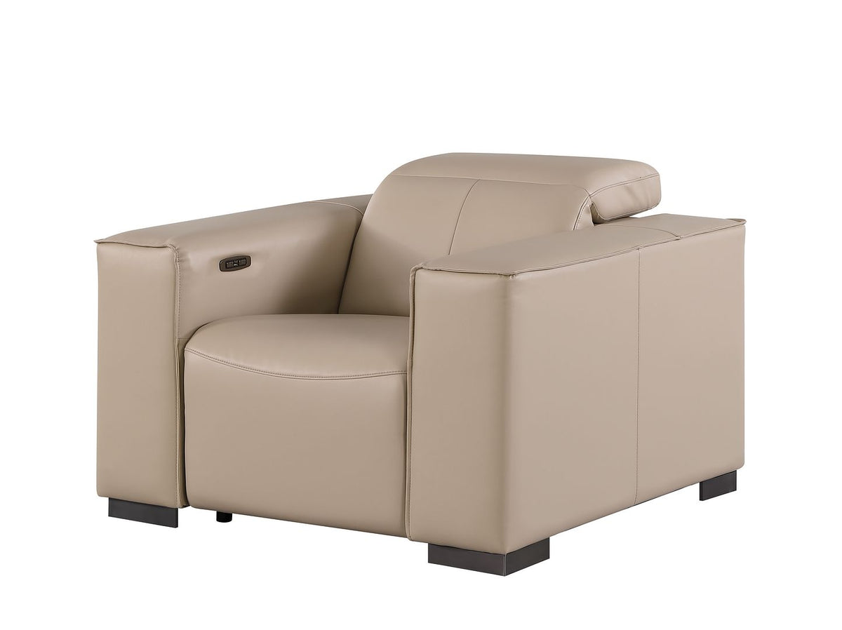 1208 Leather Power Reclining Chair with Power Headrest - Beige - SKU 1208-BEIGE-PWR-CH - view 4