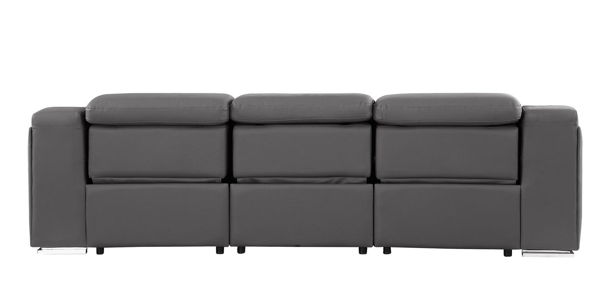 1116 Divanitalia 3-Piece Modular Power Reclining Sofa in Top Grain Italian Leather with 3 Power Recliners & Power Headrests - Dark Grey - SKU 1116-DK-GREY-3.3-HT - view 7