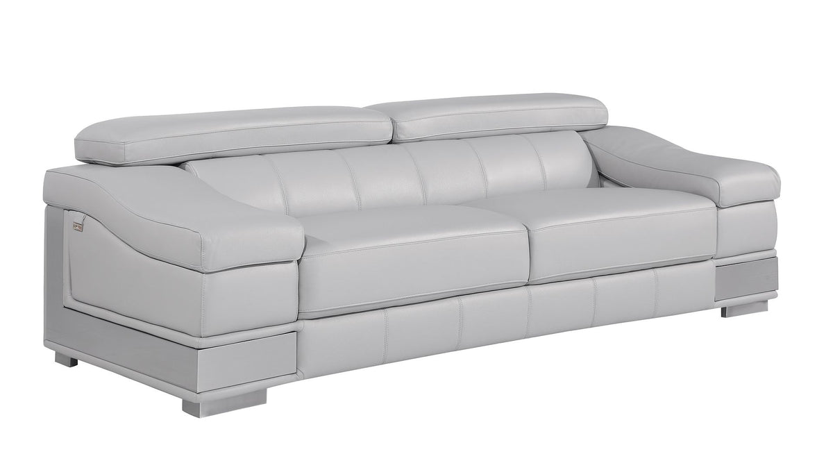 415 Divanitalia 2-Piece Sofa Set with Adjustable Headrest in Top-grain Italian Leather - Light Grey - SKU 415- LIGHT GRAY 2PC (S/L) - GROUP - view 3