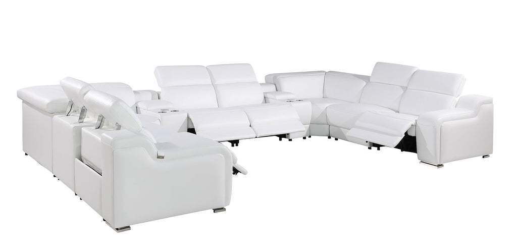 1116 Divanitalia 10-Piece U-Shaped Sectional Sofa in Top Grain Italian Leather with 4 Power Recliners & Power Headrests