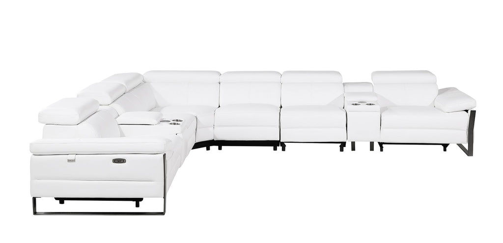 1246 Divanitalia 8-Piece L-Shaped Modular Power Reclining Sectional Sofa with 3 Power Recliners and Power Headrests - Top Grain Italian Leather