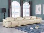 9762 Divanitalia 7-Piece Modular Top Grain Italian Leather Power Reclining Sofa with 4 Power Recliners - Beige