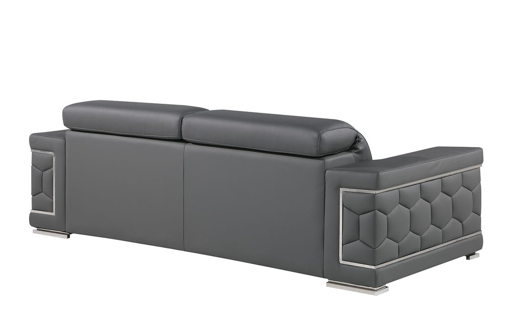 296 Modern Genuine Leather Sofa - Grey - SKU 296-GREY-S - view 3
