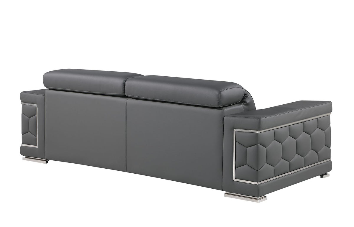 296 Modern Genuine Leather Sofa - Grey - SKU 296-GREY-S - view 3