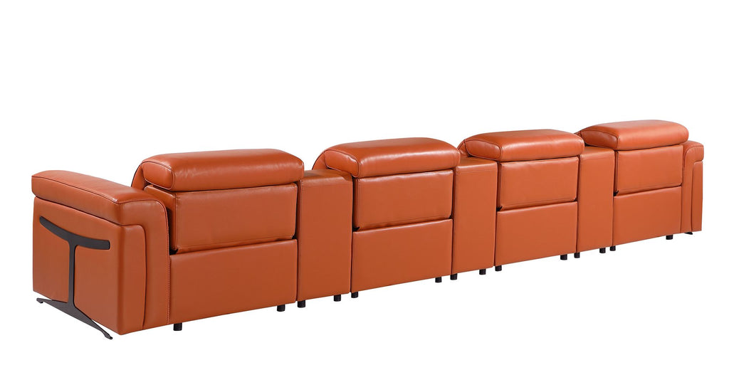 1126 Divanitalia 7-Piece Modular Power Reclining Sofa in Top Grain Italian Leather with 4 Power Recliners & Power Headrests - Camel - SKU 1126-CAMEL-7.4-HT - view 7