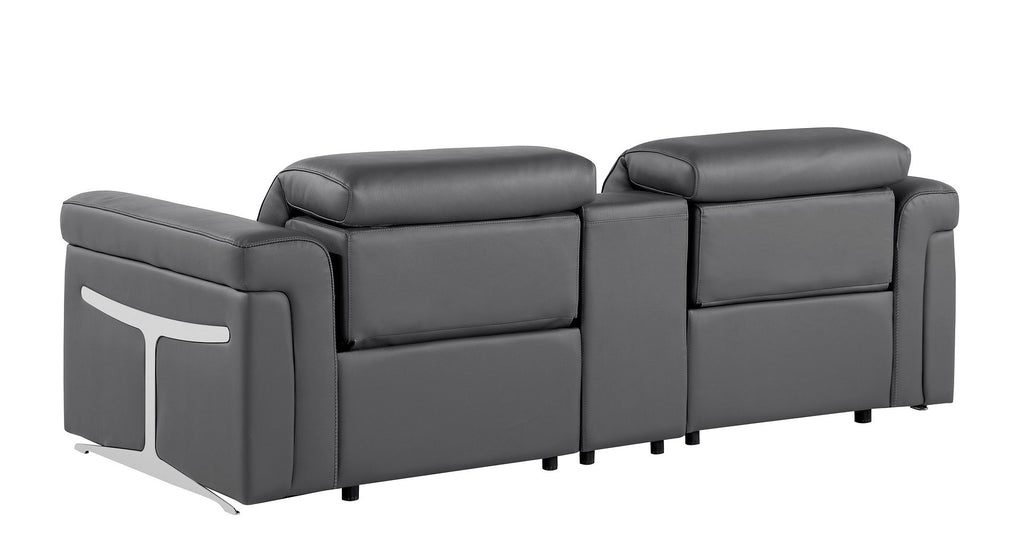 1126 Divanitalia 3-Piece Modular Power Reclining Loveseat in Top Grain Italian Leather with 2 Power Recliners & Power Headrests