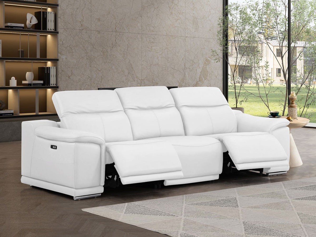 2679 Genuine Leather Sofa with Dual Power Recliners - White - SKU 2679-WHITE-3.2-S-HT - view 2