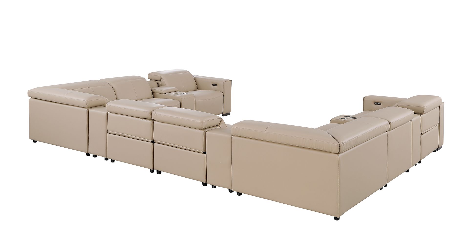1208 12 Piece U-Shaped Leather Sectional Sofa with 4 Power Recliners & Power Headrest