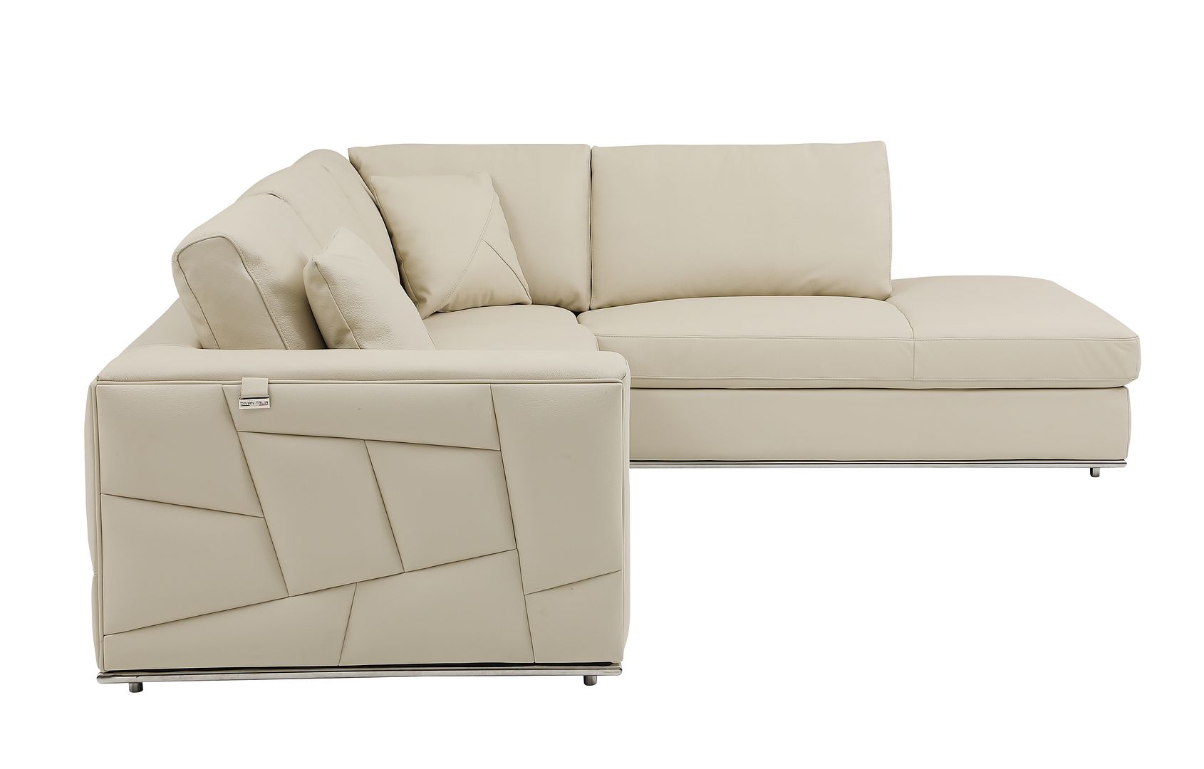998 Divanitalia Cream Right Arm Facing Sectional Sofa in Top-grain Italian Leather