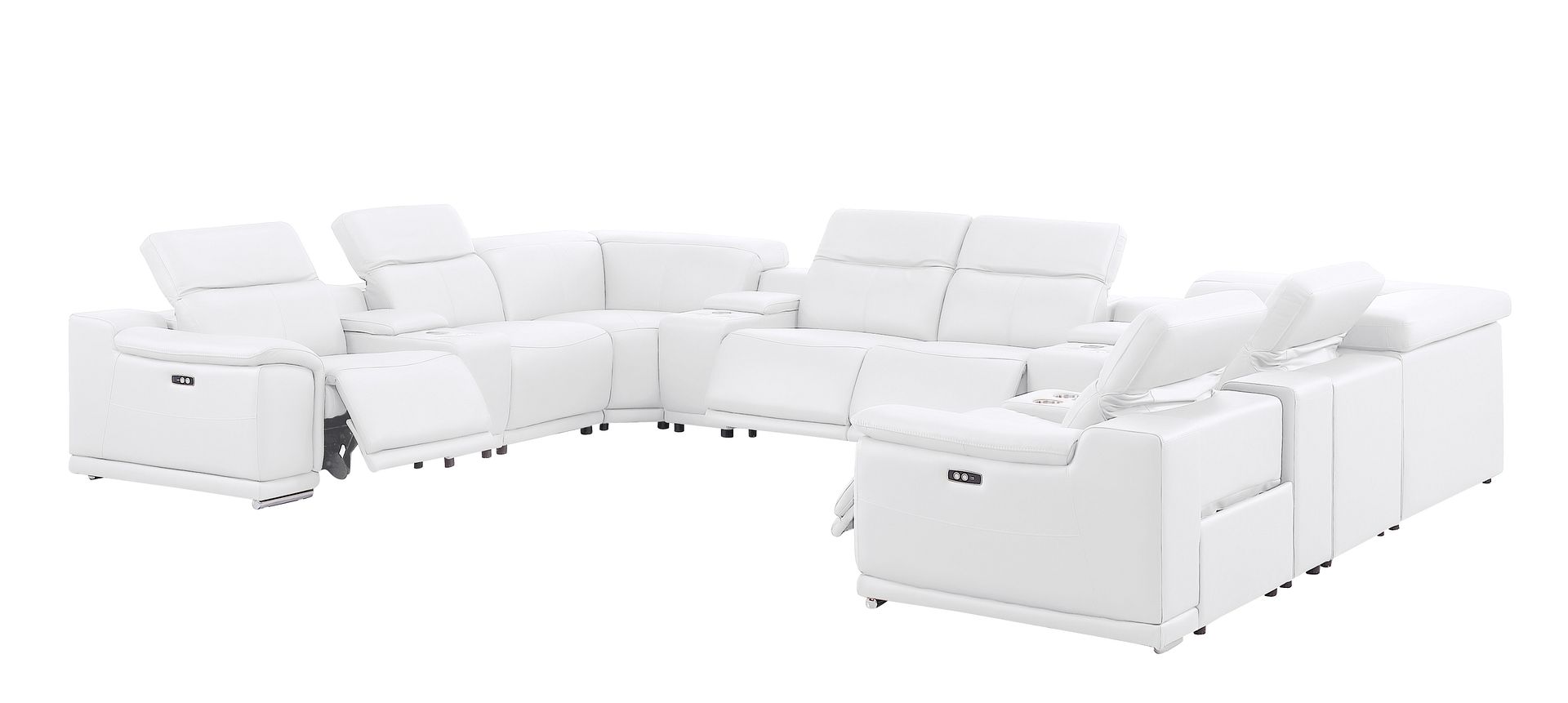 2679 12-Piece U-Shaped Power Reclining Sectional Sofa in Genuine Leather - 4 Recliners