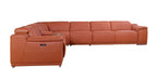 9762 Divanitalia 7-Piece L-Shaped Top Grain Italian Leather Sectional Sofa with 4 Power Recliners