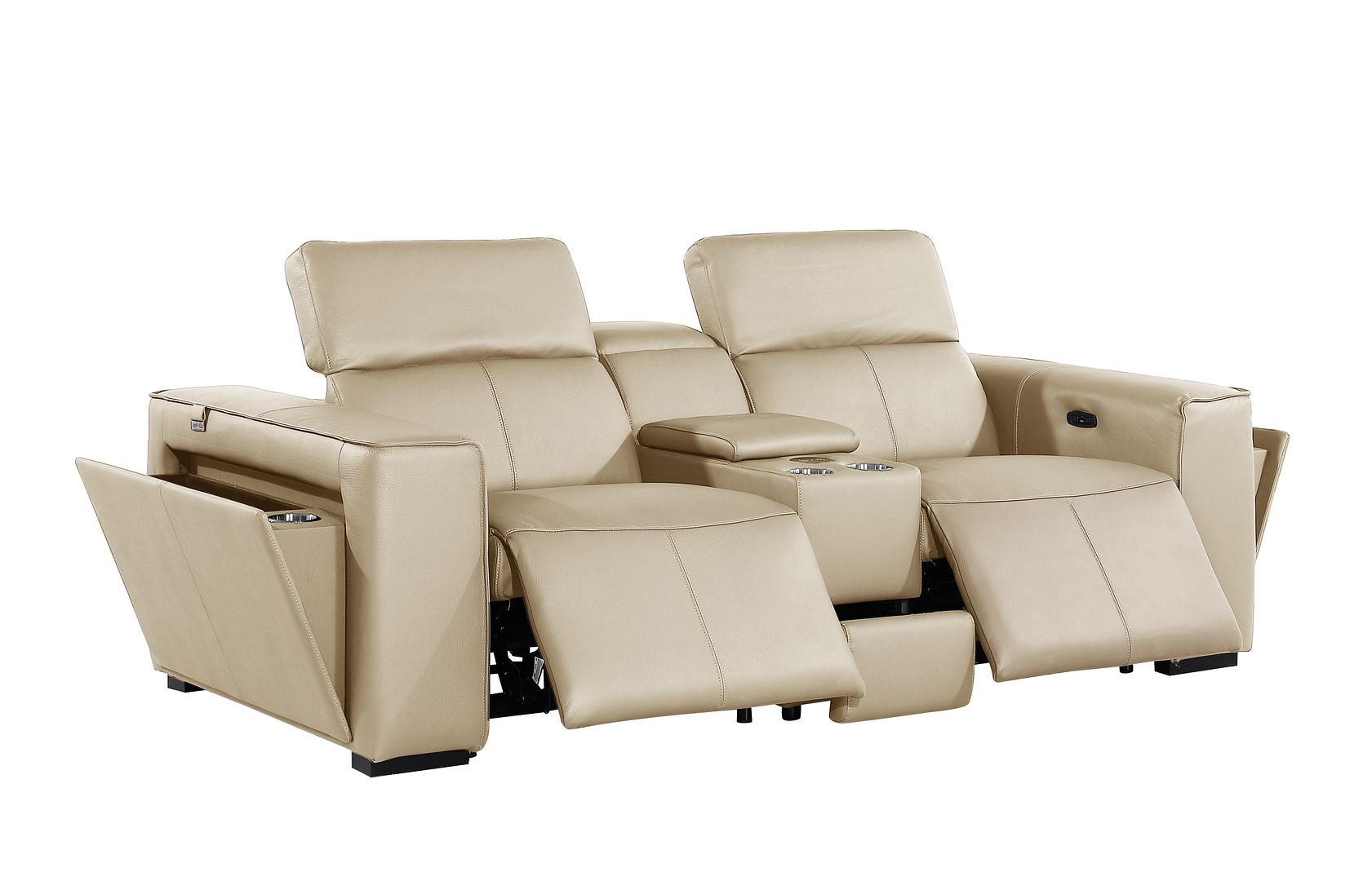 1224 Divanitalia 3-Piece Modular Power Reclining Loveseat in Top Grain Italian Leather with 2 Power Recliners & Power Headrests