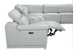 9762 Divanitalia 6-Piece L-Shaped Top Grain Italian Leather Sectional Sofa with 3 Power Recliners