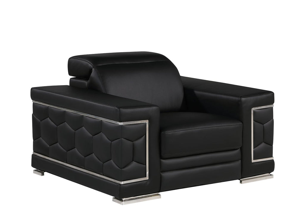 296 Modern Genuine Leather 3-Piece Sofa Set - Black - SKU 296-BLACK-3PC - view 8