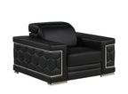 296 Modern Genuine Leather 3-Piece Sofa Set - Black - SKU 296-BLACK-3PC - view 8
