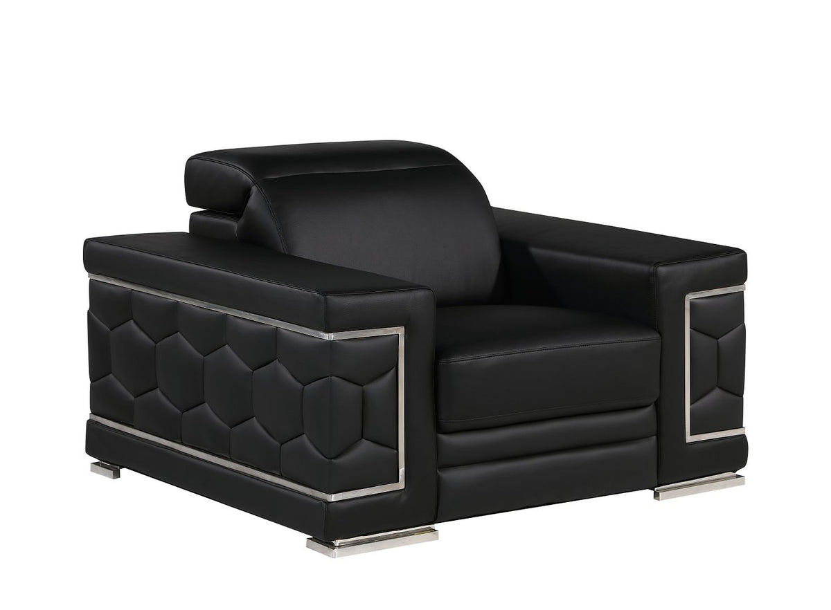 296 Modern Genuine Leather 3-Piece Sofa Set - Black - SKU 296-BLACK-3PC - view 8