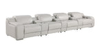 1116 Divanitalia 7-Piece Modular Power Reclining Sofa in Top Grain Italian Leather with 4 Power Recliners & Power Headrests - Light Grey - SKU 1116-LT-GREY-S-7.4-HT - view 3