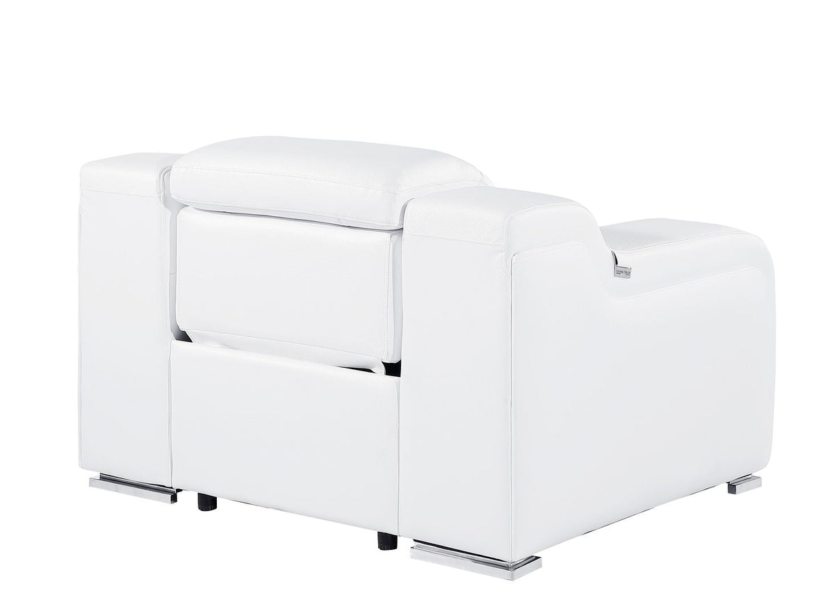 1116 Divanitalia Top Grain Italian Leather Power Reclining Chair with Power Headrests - White - SKU 1116-WHITE-CH - view 6