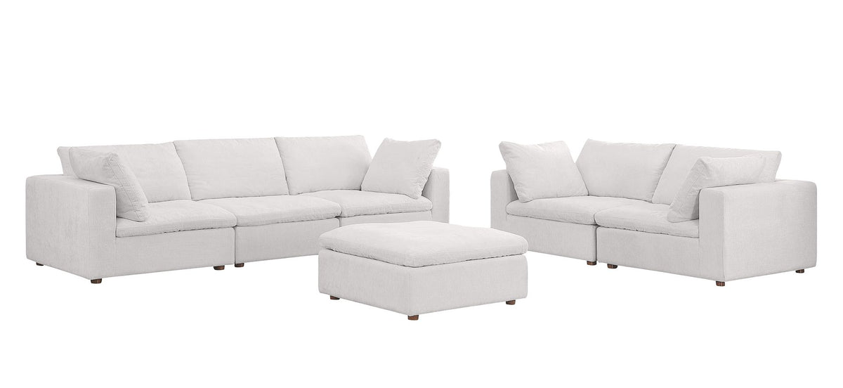 1100 Divanitalia 2-Piece Sofa Set with Ottoman - Pearl - SKU 1100-LT-GREY-FABRIC-2PC-OTT - view 2