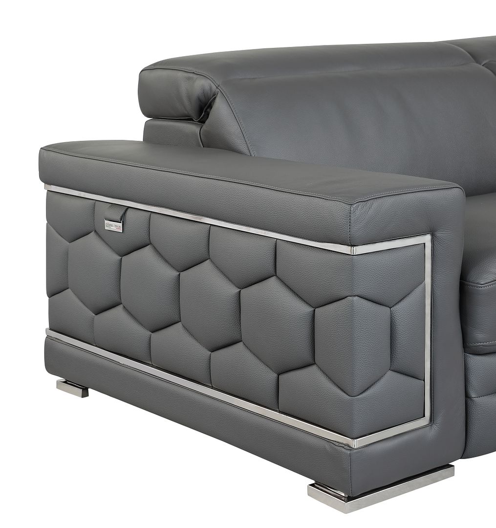 692 Divanitalia Sofa with Adjustable Headrest in Top-grain Italian Leather - Dark Grey - SKU 692-S-DARK GRAY - view 6