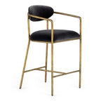 Baird - Modern Grey Velvet + Brass Counter Chair