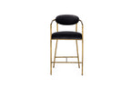 Baird - Modern Grey Velvet + Brass Counter Chair