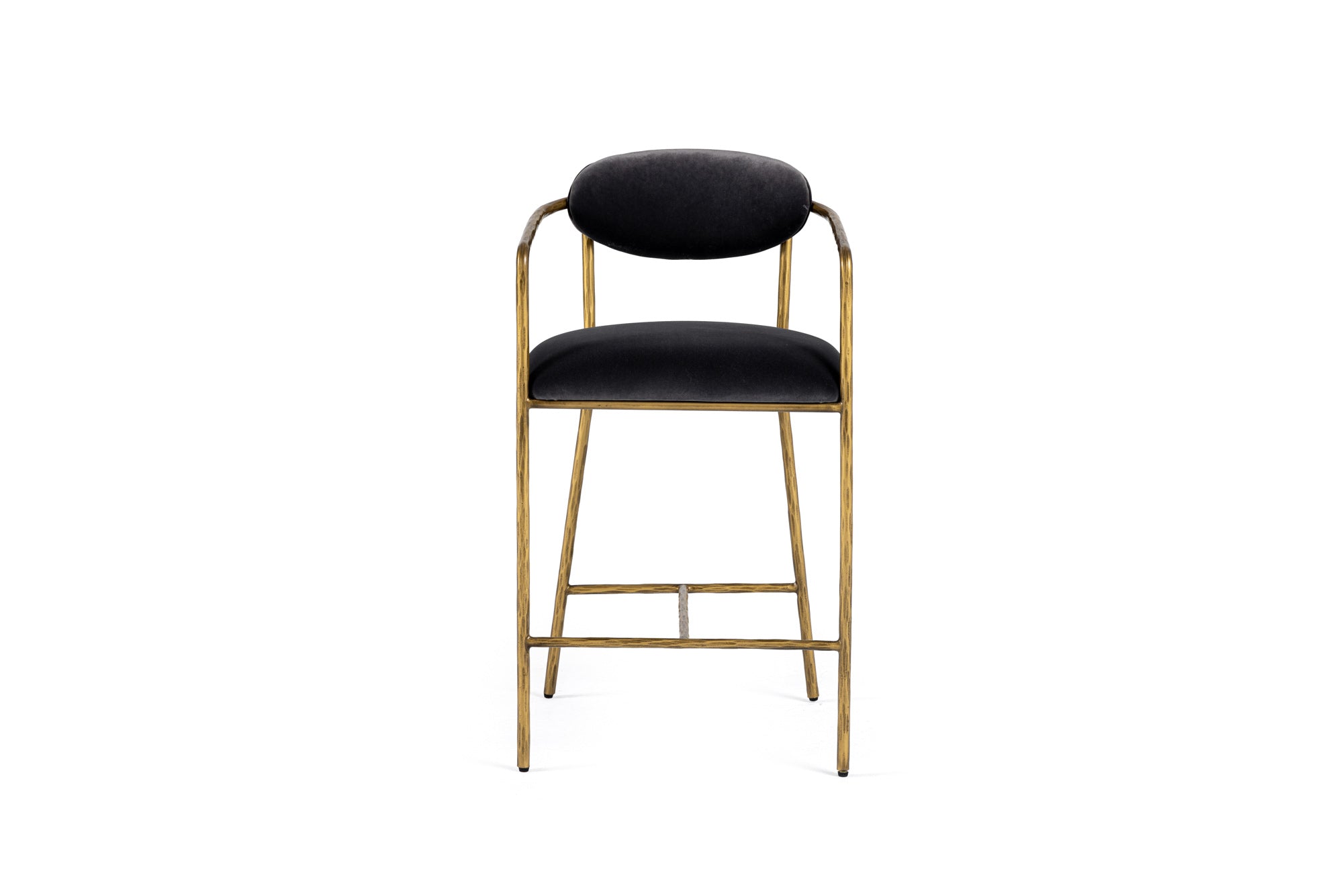 Baird - Modern Grey Velvet + Brass Counter Chair