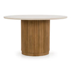 Bambi - Modern Botticino Marble + Mango Round Dining Table