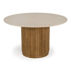 Bambi - Modern Botticino Marble + Mango Round Dining Table