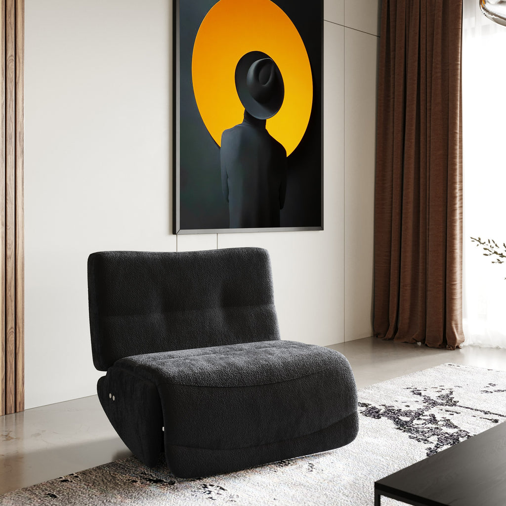 Basil - Modern Black Fabric Small Electric Recliner Chair