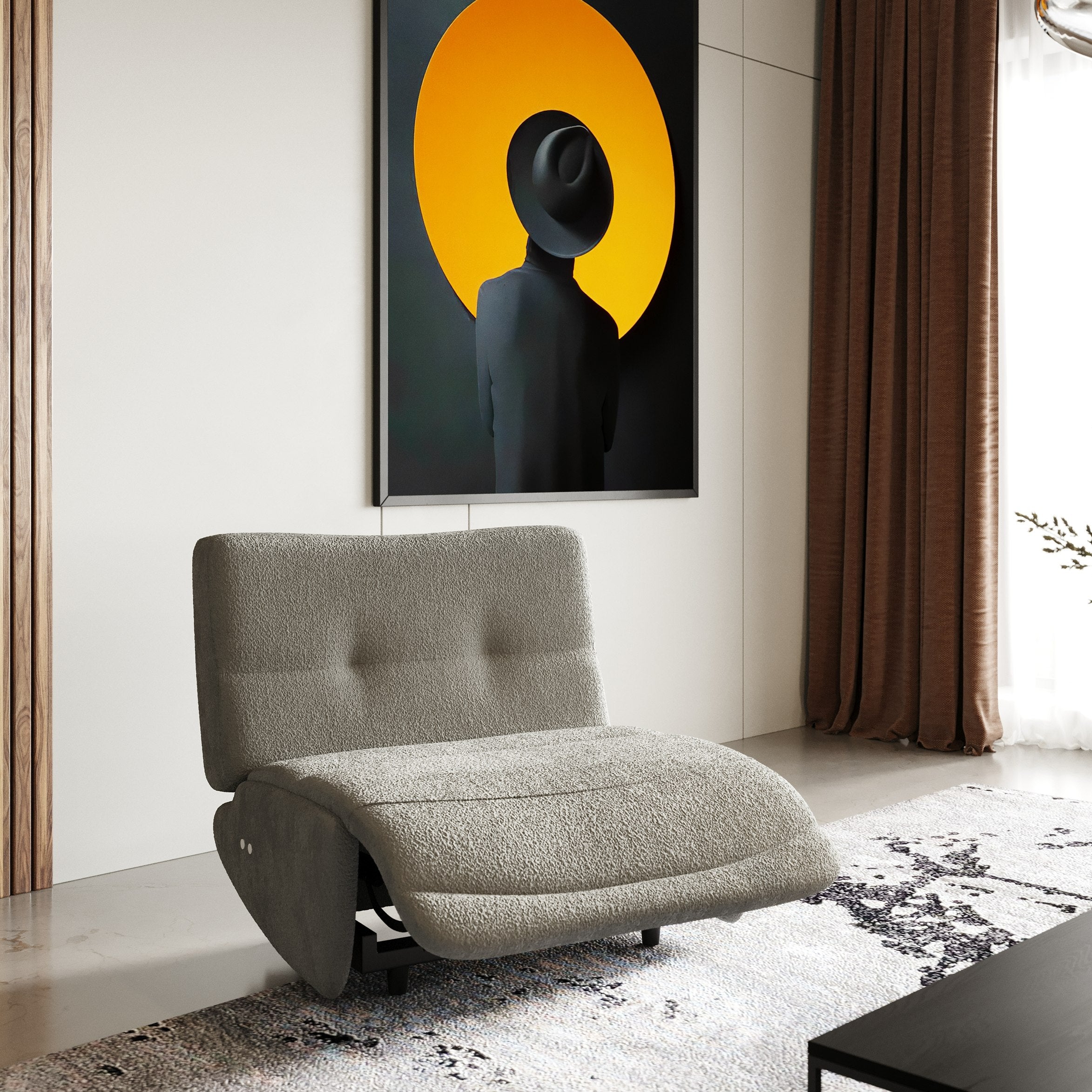 Basil - Modern Grey Fabric Large Electric Recliner Chair