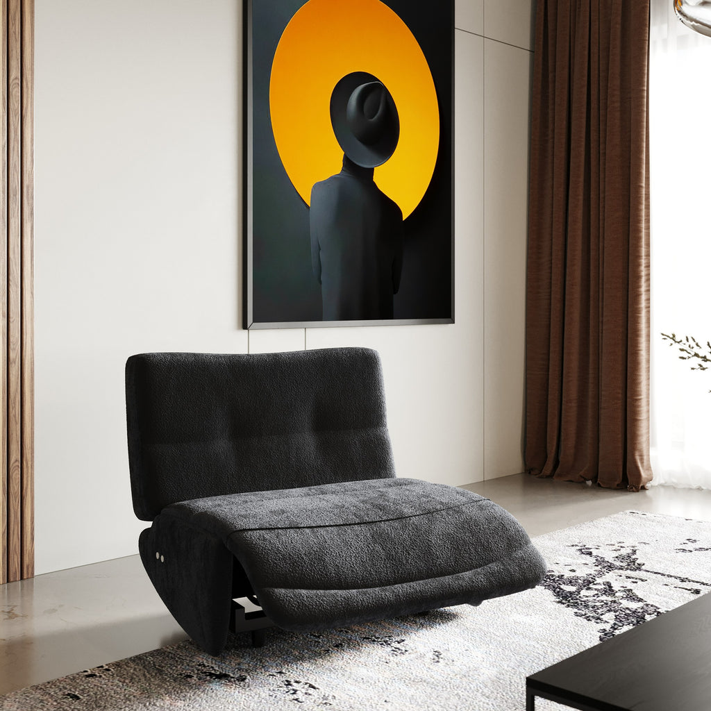 Basil - Modern Black Fabric Small Electric Recliner Chair
