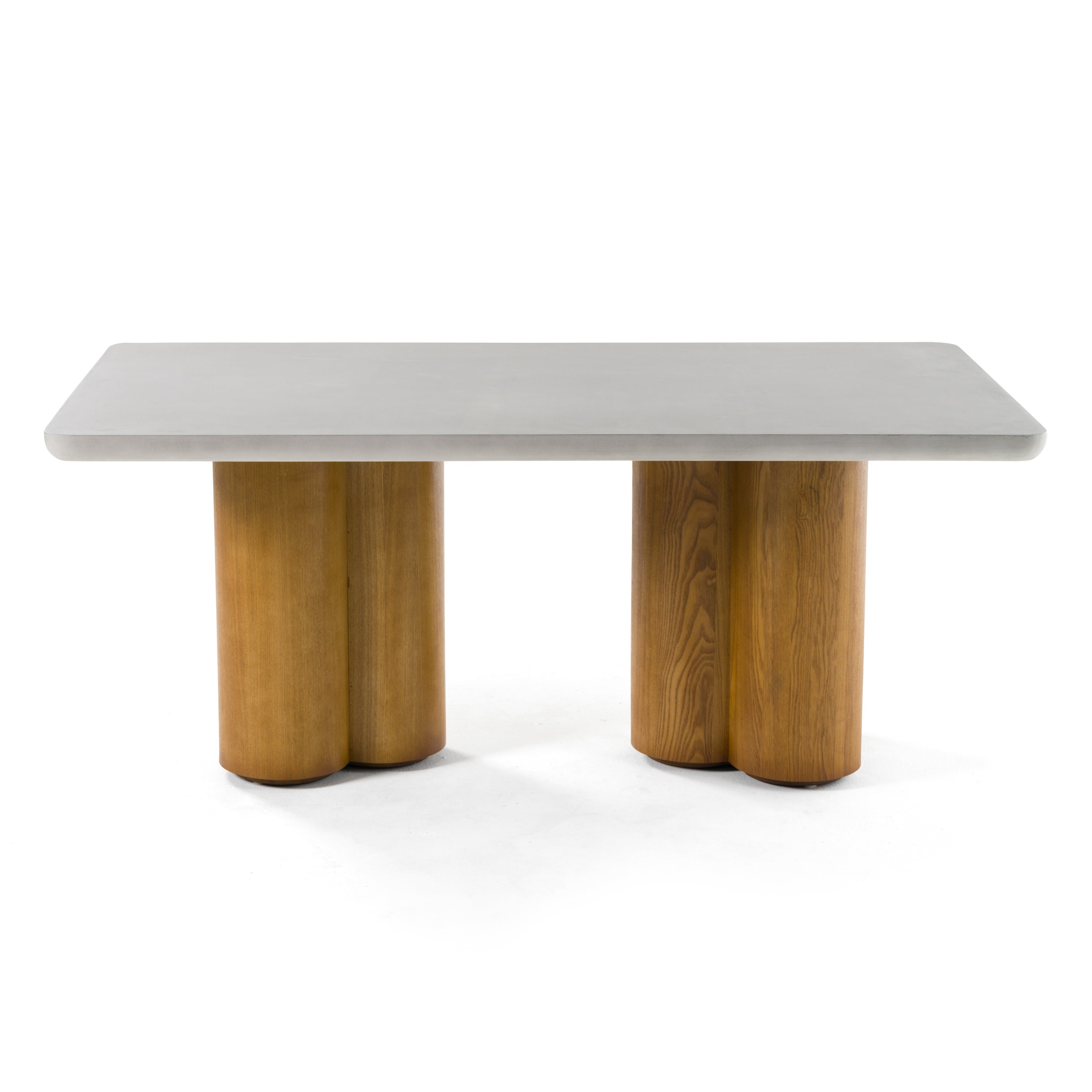 Bateman - Modern Faux Concrete + Walnut Dining Table