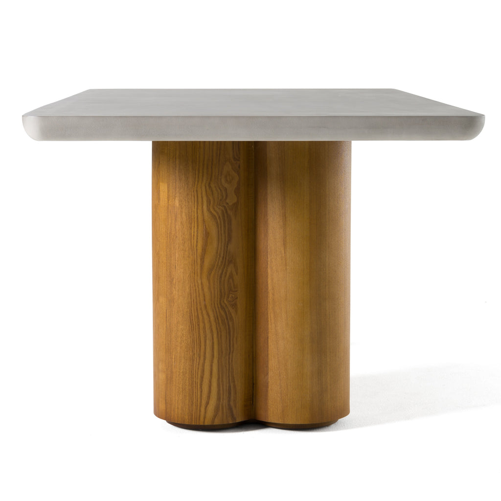 Bateman - Modern Faux Concrete + Walnut Dining Table