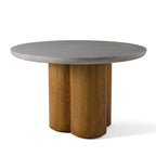 Bateman - Modern Faux Concrete + Walnut Round Dining Table