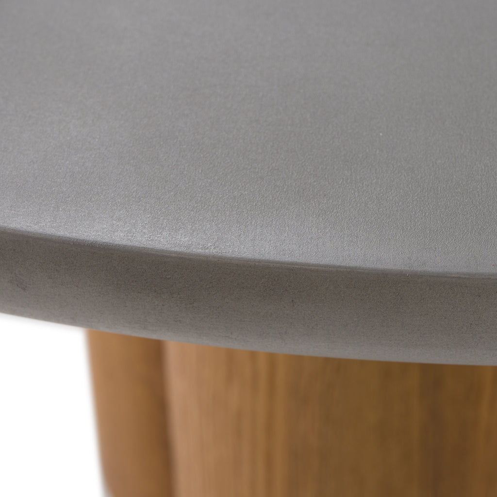 Bateman - Modern Faux Concrete + Walnut Round Dining Table