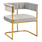 Bavaria - Modern Light Grey Fabric + Gold Accent Chair