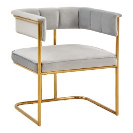 Bavaria - Modern Light Grey Fabric + Gold Accent Chair